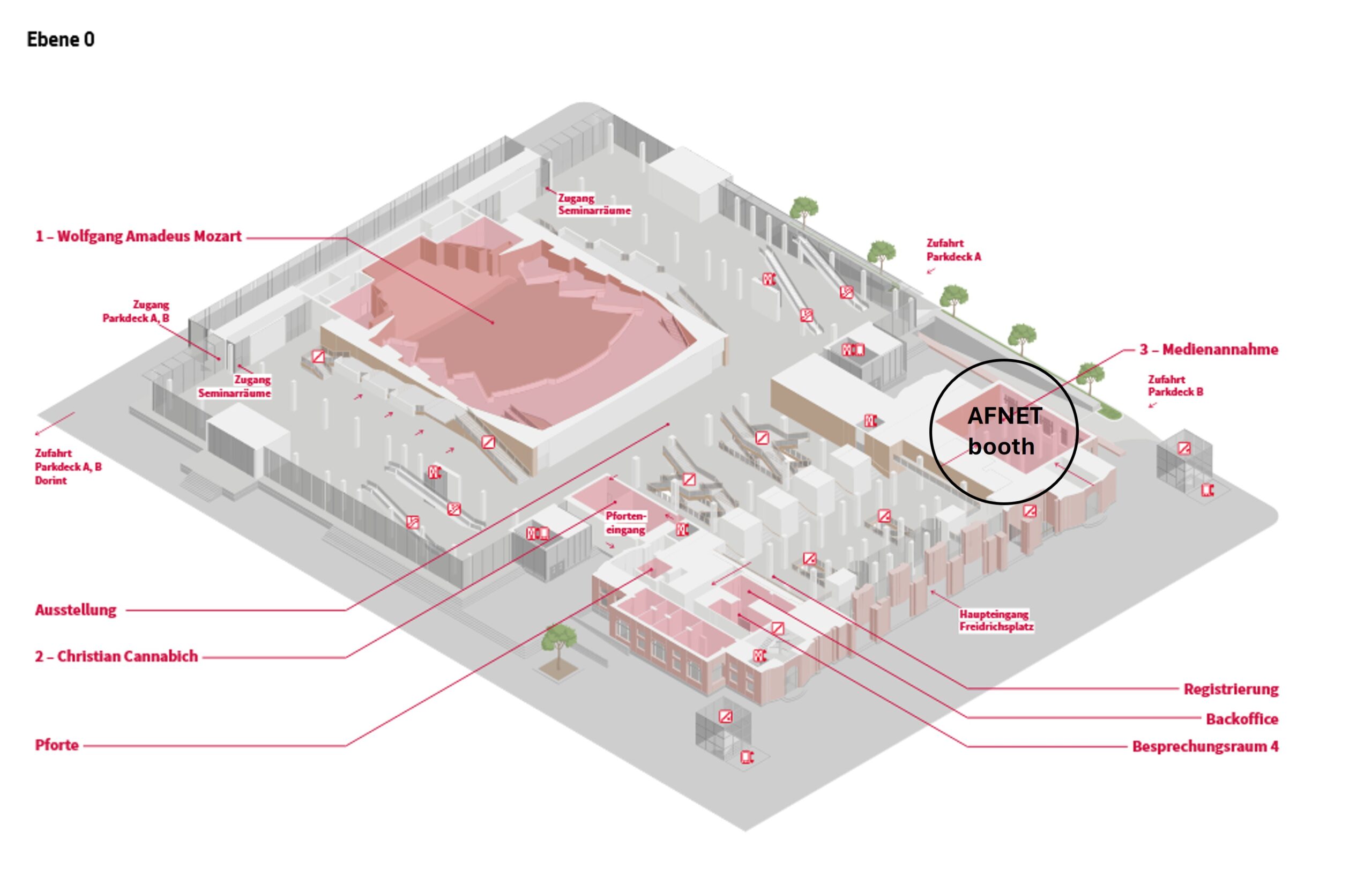 Location of the AFNET booth in the congress hall of the DGK Mannheim.